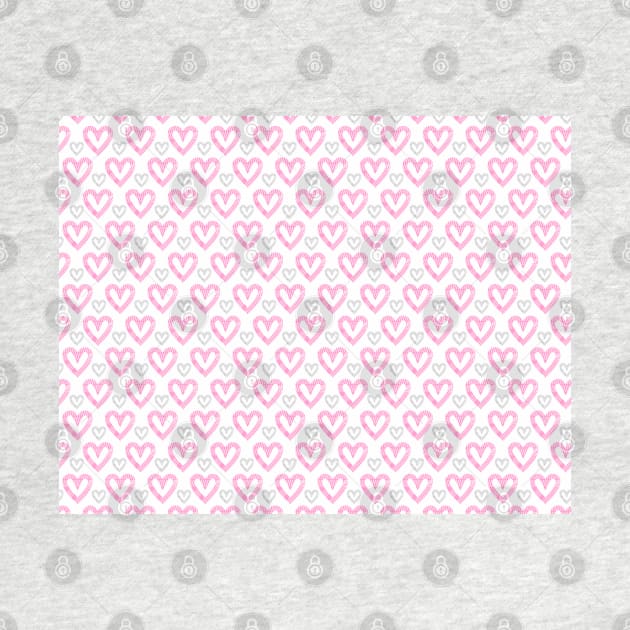 Pattern of pink and light gray heart shapes big and small objects by Degiab